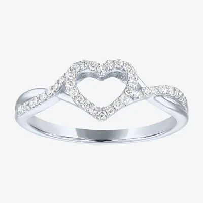 Heart (Gh / Si2 I1) Womens 1/6 CT. T.W. Lab Grown White Diamond 10K Gold Cocktail Ring