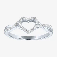 Heart (Gh / Si2 I1) Womens 1/6 CT. T.W. Lab Grown White Diamond 10K Gold Cocktail Ring