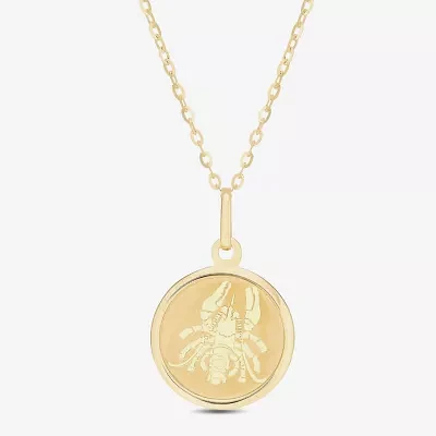 Cancer Womens 14K Gold Round 18 Inch Pendant Necklace