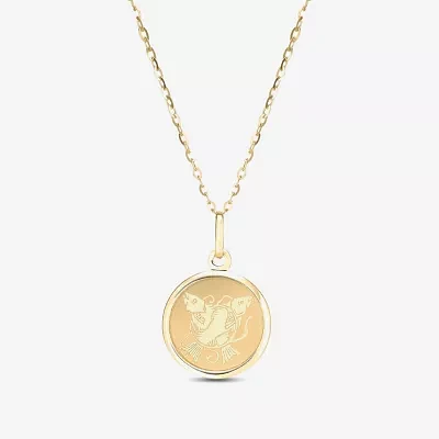 Pisces Womens 14K Gold Round 18 Inch Pendant Necklace