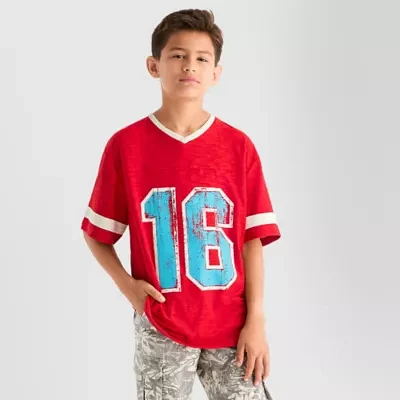 Thereabouts Little & Big Boys V Neck Short Sleeve Graphic T-Shirt