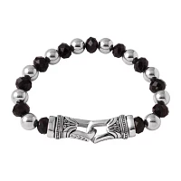 Mens Crystal and Stainless Steel Bead Bracelet