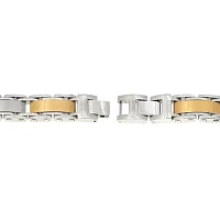 Mens Stainless Steel and Gold Ion Plated Link Bracelet