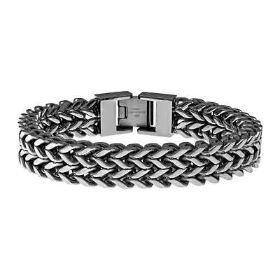 Mens Antique Finish Stainless Steel Wheat Bracelet