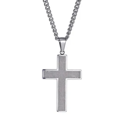 J.P. Army Men's Jewelry Stainless Steel 24 Inch Cable Cross Pendant Necklace