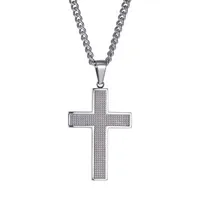 J.P. Army Men's Jewelry Stainless Steel 24 Inch Cable Cross Pendant Necklace