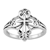 Forever Inspired Womens Sterling Silver Cross Cocktail Ring