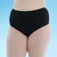 Mynah Side Shirred Womens High Waist Bikini Swimsuit Bottom Plus