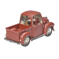 Roman 6in Santa In Swirl Red Truck Snow Globe