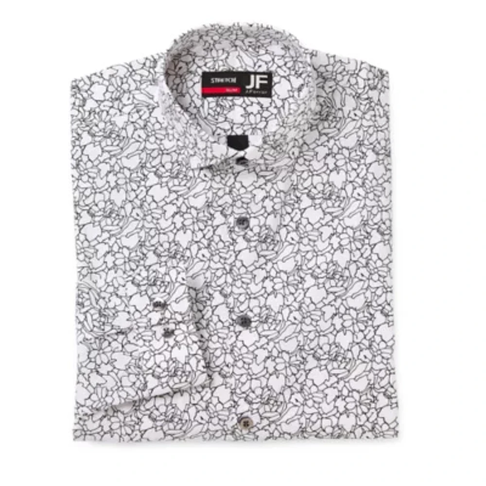 J. Ferrar Ultra Comfort Mens Slim Fit Stretch Fabric Wrinkle Free Long Sleeve Dress Shirt