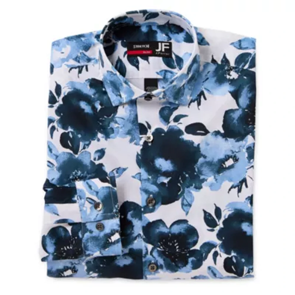J. Ferrar Ultra Comfort Mens Slim Fit Stretch Fabric Wrinkle Free Long Sleeve Dress Shirt