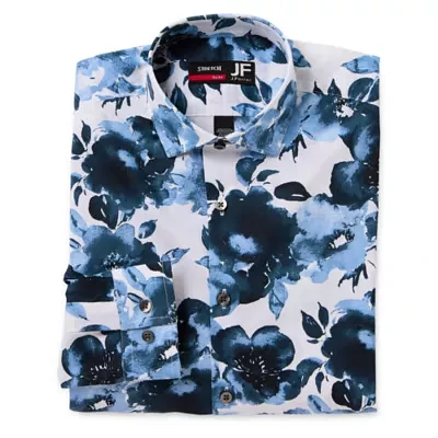 J. Ferrar Ultra Comfort Mens Slim Fit Stretch Fabric Wrinkle Free Long Sleeve Dress Shirt
