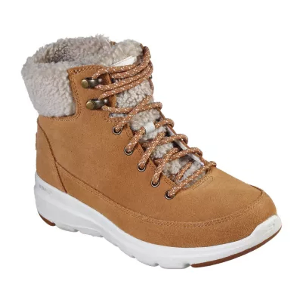 Skechers Womens On The Go Glacial Ultra  Woodlands Flat Heel Lace Up Boots