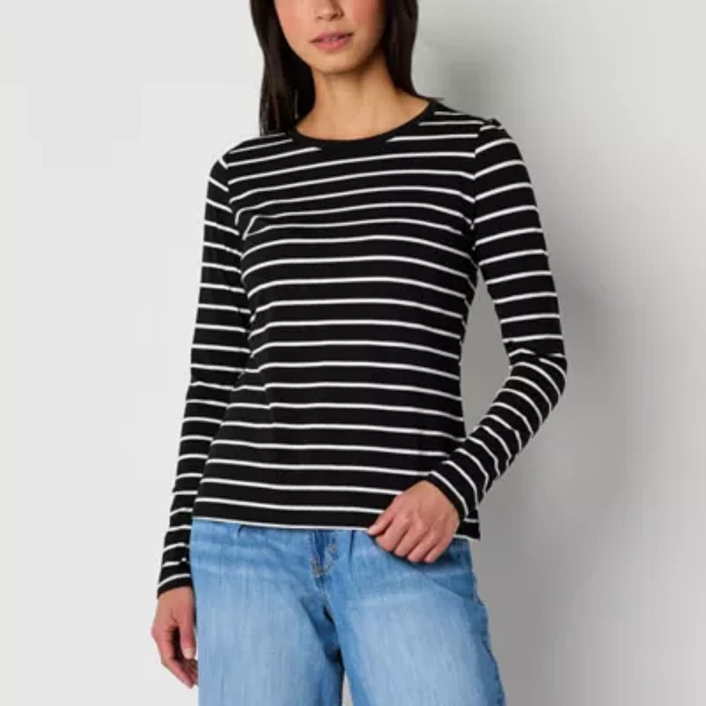 a.n.a Womens Tall Crew Neck Long Sleeve T-Shirt