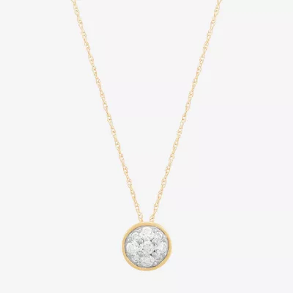 (H-I / Si1-Si2) Womens 1/3 CT. T.W. Lab Grown White Diamond 10K Gold Round Pendant Necklace