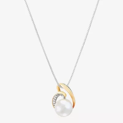 Womens Dyed White Cultured Freshwater Pearl 14K Gold Sterling Silver Pendant Necklace