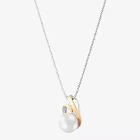 Womens Dyed White Cultured Freshwater Pearl 14K Gold Sterling Silver Pendant Necklace