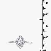 I Said Yes (H-I / I1) Womens 3/4 CT. T.W. Lab Grown White Diamond Sterling Silver Marquise Side Stone Halo Engagement Ring