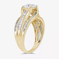 (G / I1) Womens 1 1/2 CT. T.W. Lab Grown White Diamond 10K Gold Side Stone Engagement Ring