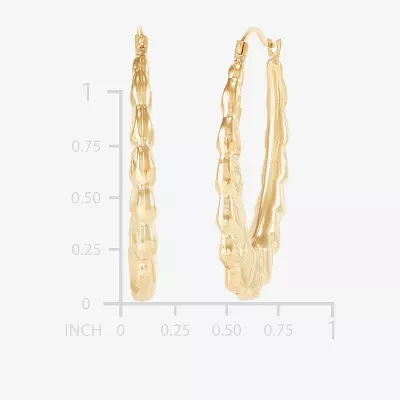 14K Gold 33mm Oval Hoop Earrings