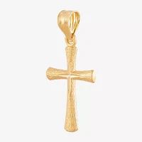 14K Yellow Gold Diamond-Cut Mini Cross Charm 