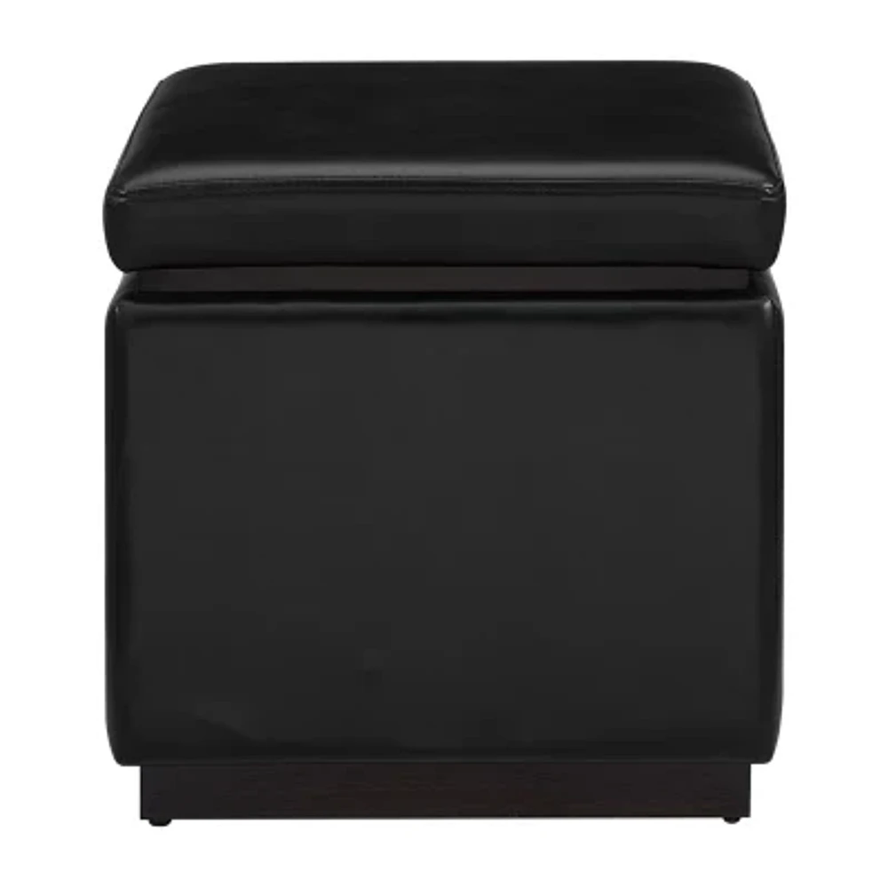 Berlinda Faux Leather Cube Storage Ottoman