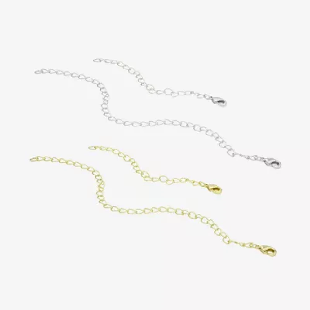 Silver Reflections Womens 14K Gold Over Brass Pure Silver Over Brass 6 Inch Necklace Extender