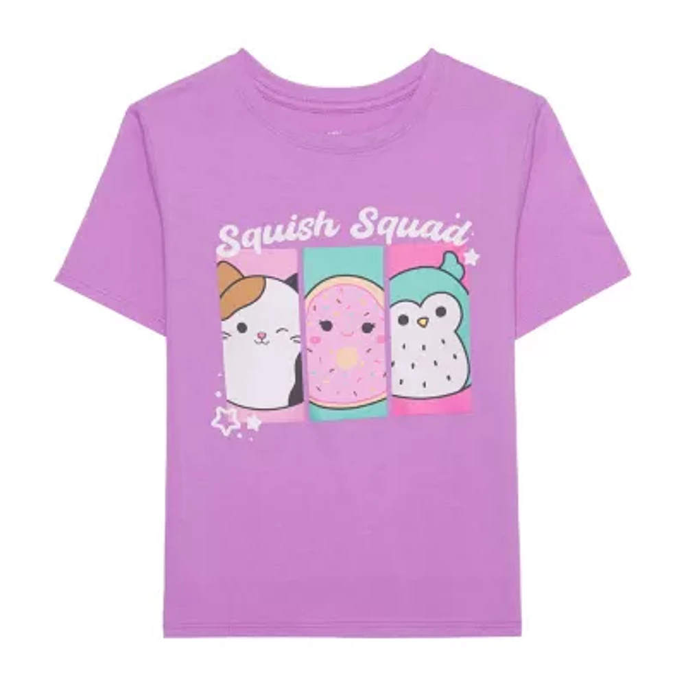 Little & Big Girls Crew Neck Short Sleeve Squishmallows Graphic T-Shirt