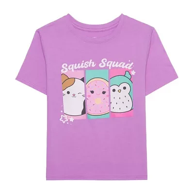 Little & Big Girls Crew Neck Short Sleeve Squishmallows Graphic T-Shirt