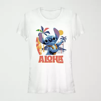 Juniors Lilo And Stitch The Movie Aloha Tee Womens Crew Neck Short Sleeve & Graphic T-Shirt