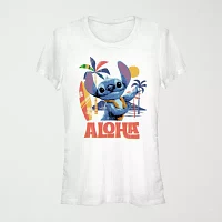 Juniors Lilo And Stitch The Movie Aloha Tee Womens Crew Neck Short Sleeve & Graphic T-Shirt