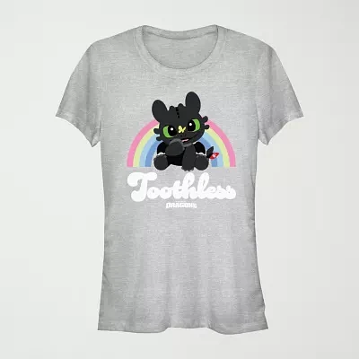 Juniors How To Train Your Dragon Toothless Rainbow Tee Womens Crew Neck Short Sleeve Graphic T-Shirt