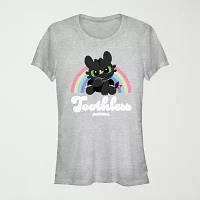 Juniors How To Train Your Dragon Toothless Rainbow Tee Womens Crew Neck Short Sleeve Graphic T-Shirt