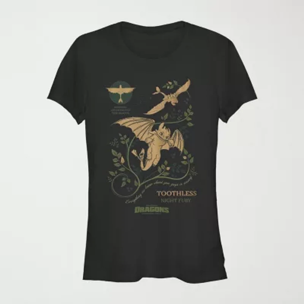 Juniors How To Train Your Dragon Tee Womens Crew Neck Short Sleeve Graphic T-Shirt