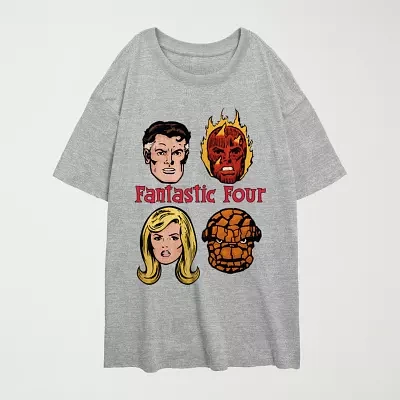 Juniors Fantastic Four Comic Tee Womens Crew Neck Short Sleeve Graphic T-Shirt