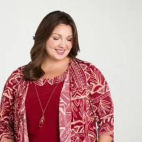 R & M Richards Womens Geometric Jacket Dress With Removable Necklace Plus