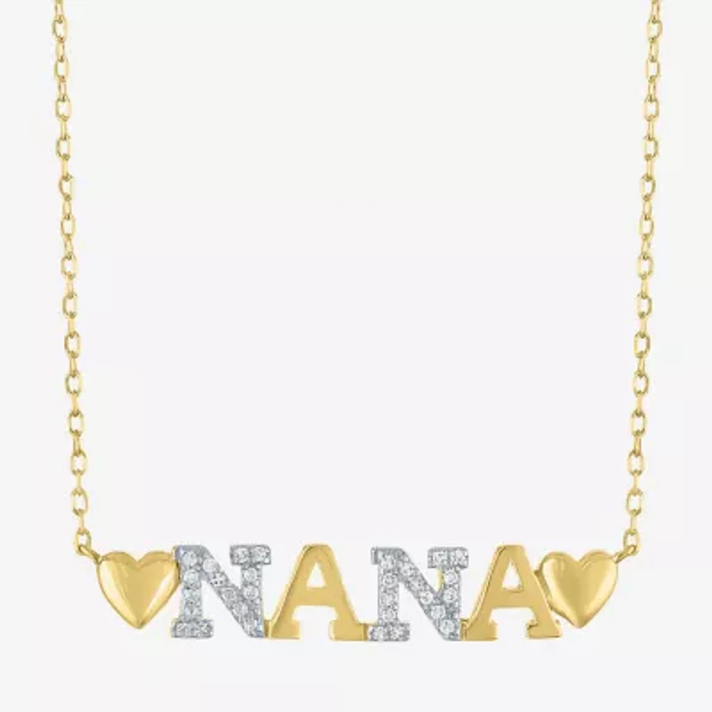 Nana (G-H / Si2-I1) Womens 1/10 CT. T.W. Lab Grown White Diamond 14K Gold Over Silver 16 Inch Pendant Necklace