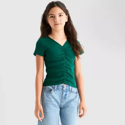 Thereabouts Little & Big Girls V Neck Short Sleeve T-Shirt