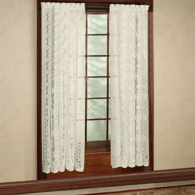 Sweet Home Collection Old World Style Floral Rod Pocket Sheer Single Curtain Panels