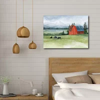 Courtside Market Red Barn In Prairie Canvas Art