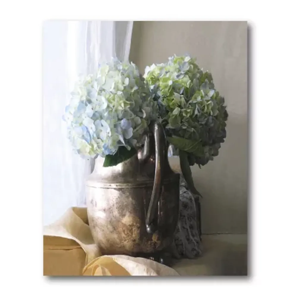 Courtside Market Silver Pitcher With Hydrangeas Canvas Art