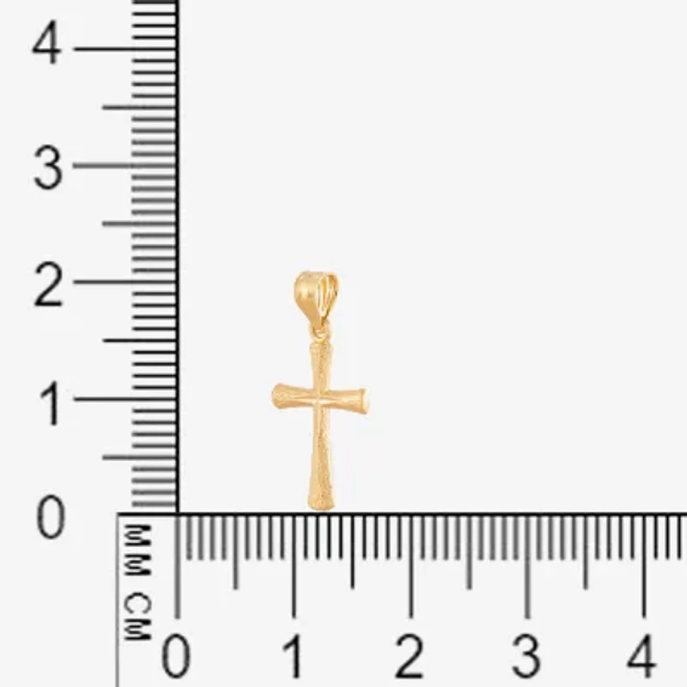 14K Yellow Gold Diamond-Cut Mini Cross Charm 