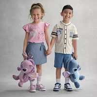 Disney Collection Little & Big Boys Y Neck Short Sleeve Lilo Stitch Jersey