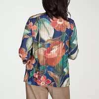 Alfred Dunner Summer Solstice Womens Crew Neck 3/4 Sleeve Stretch Fabric T-Shirt