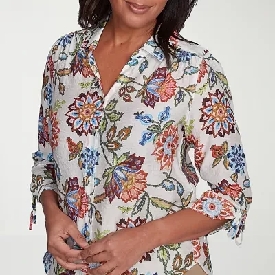 Alfred Dunner Summer Solstice Womens 3/4 Sleeve Blouse
