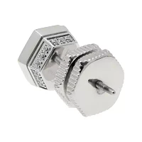 Mens Cubic Zirconia Stainless Steel Stud Earring