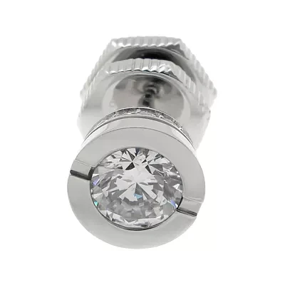 Mens Cubic Zirconia Stainless Steel Stud Earring