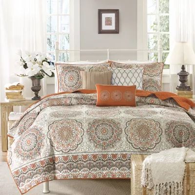 Madison Park Curtner 6-Pc Reversible Quilt Set With Throw Pillows