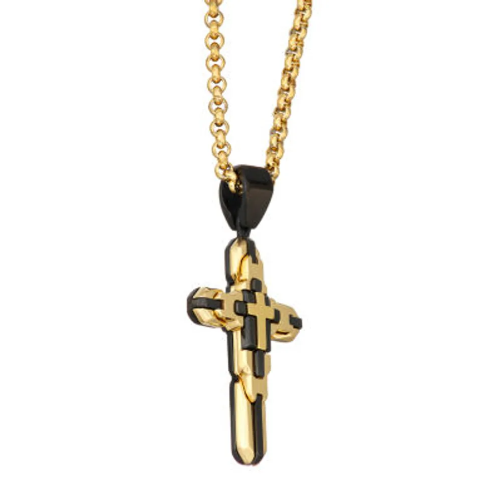 Mens Stainless Steel Cross Pendant Necklace