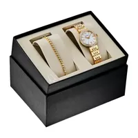 Bulova Crystal Womens Gold Tone Stainless Steel Watch Boxed Set 98x122